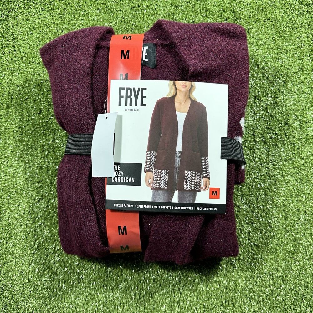 Frye Women's The Cozy Cardigan, Dark Red Combo, Size M